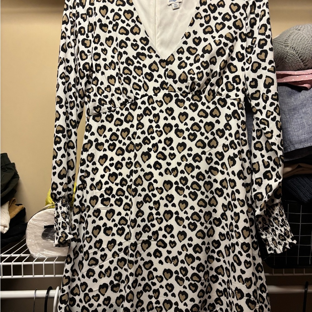 NWOT Leopard Print V-Neck Dress